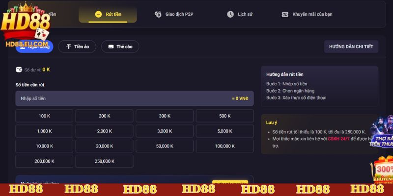 Rút tiền HD88 qua ngân hàng tiện lợi